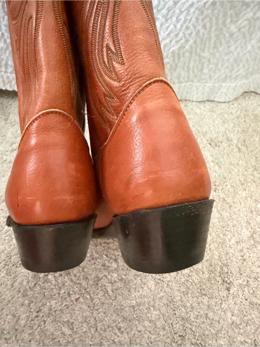 Nocona - Tan Leather Cowboy Boots - Embroidered Interior men’s 9d/ladies 11d - Picture 14 of 15